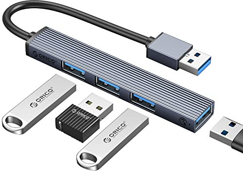 ORICO Mini USB C Hub Extensions, 4 Port USB 3.0 Hub Expander, Aluminum Shell with USB3.0 Port, USB2.0 Port for Laptop, PC, Mac, XPS