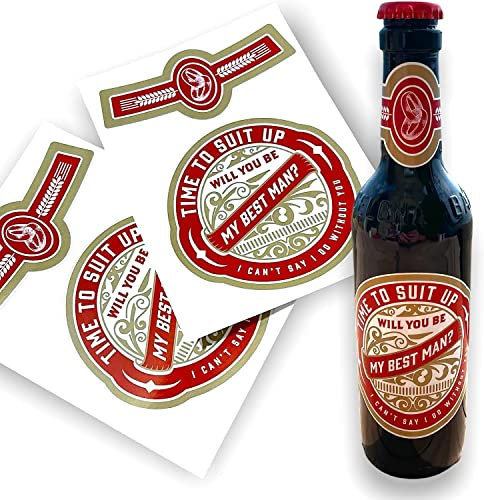 Groomsman Wedding Proposal Beer Bottle Sticker | Will You Be My Best Man/Usher/Gromsman Funny Prank Sticker | 2 Pack (Groomsman)