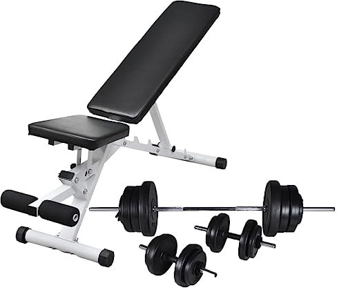 INLIFE Hantelbank mit Lang- und Kurzhantel-Set 60,5 kg,75.2kg,275347