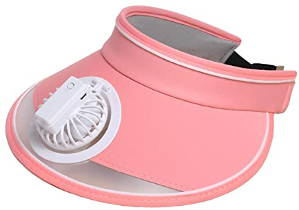 Baoblaze Unisex Sonnenblende Hüte mit Ventilator USB Wiederaufladbar, Fan Visor Hat Kühlmützen, Sommer Cap mit Ventilator, Fan Cooling Hat, Sonnenschutz Kappe Kühler Lüfter für Outdoor Camping, ROSA