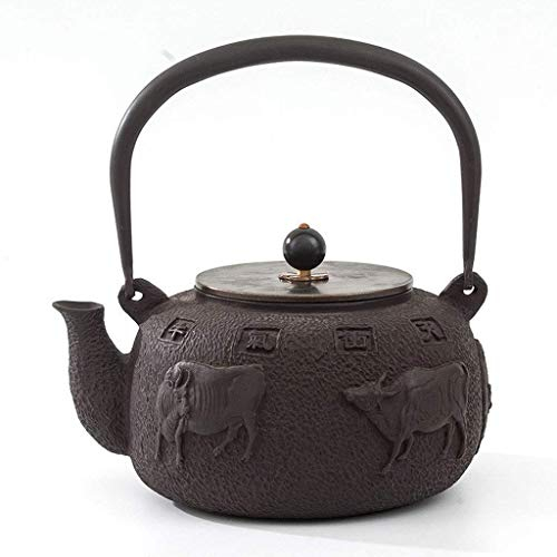Gusseisen-Wasserkocher, 1,4 l, Vintage-Teekanne aus Gusseisen, Wasserkocher, Teeservice, Kuhmuster, unbeschichtet, Hochtemperatur-Oxidation, Innenwand (Retro), Teekannen Comfortable anniversary