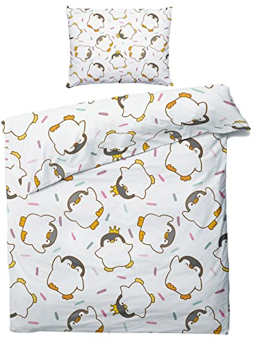 GEDAEUBA Pinguin Bettwäsche 140x200 Sommer - Kinder Bettbezug 140x200 2er Set, Wendebettwäsche und Kissenbezug 70x90, Weiche & Atmungsaktive Mikrofaser Bettwäsche-Sets mit Reißverschluss