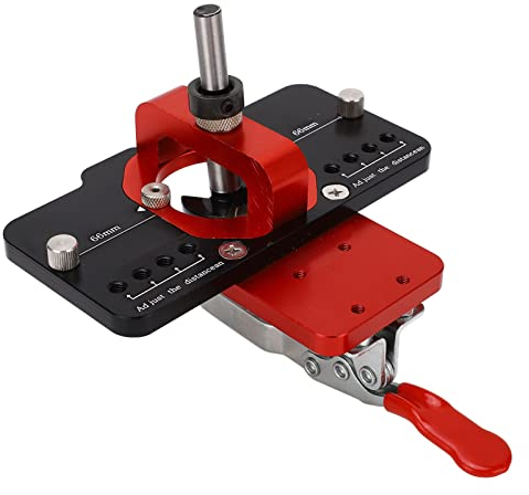 WOOXGEHM Guide de perçage 35mm avec mandrin pour charnière cachée, outil de bricolage pour porte d’armoire, jeu de mèches pilotes