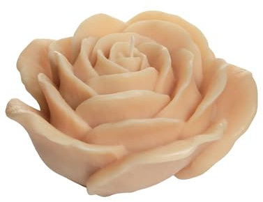 Hochwertige Duftkerze als Rosenblüte in Nude, aus Sojawachs und Baumwolldocht, mit Rosenduft, Größe: H/Ø ca 7 x 12 cm, 265 g