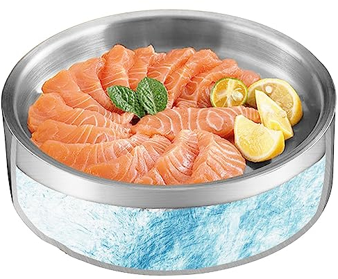 Fulenyi Servicio refrigeradas para Fiestas, Mantener los Platos fríos Cuenco Ensalada Acero Inoxidable Duradero | Cuencos Helado para Servir Alimentos fríos, Cuencos para