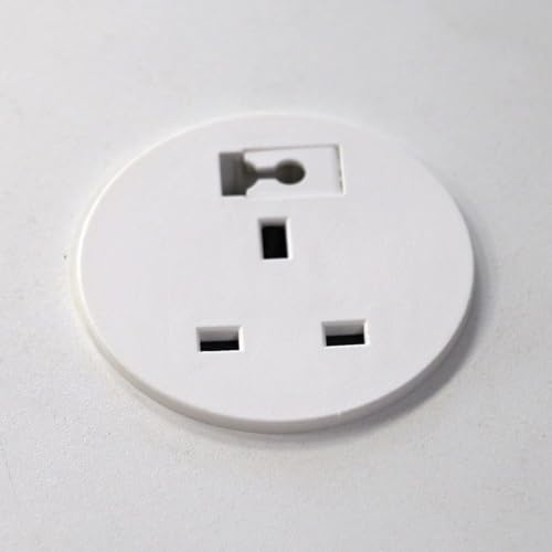 kenable Office Desk Mount 60mm Grommet with UK Mains Power Socket and Cable Feed Panel White 2m