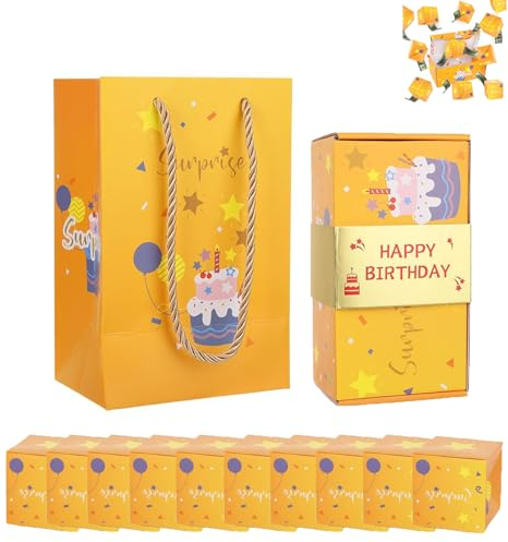 Überraschungsbox-Geschenkbox,Explodierende Konfetti Geschenkbox DIY für Geburtstag, Box faltbare Bounce,Surprise Box Pop Up Box, für Hochzeiten, Jubiläen, Weihnachten und mehr (Orange)