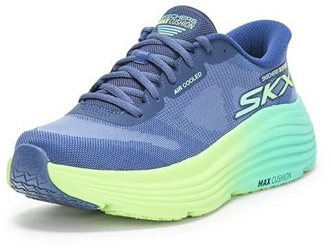 Skechers MAX Cushioning Endeavour Hallandale - Zapatos sin Cordones para Mujer, Azul Marino y Lima, 38 EU