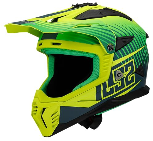 LS2, Motorrad-Crosshelm Fast Matt Green H-V Yellow, XS