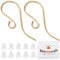 Beebeecraft 1 Box 6Pcs Filled Earring Hooks 14K Gold Plated Brass Fish Hook Shepherd's Hook Ear Wire with 10Pcs Plastic Ear Nuts for DIY Jewelry Making (20x8mm)