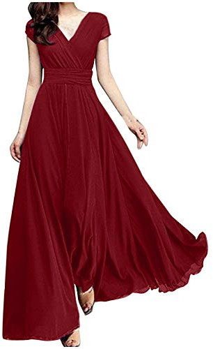 Summer Dresses for Women UK Summer Dress Short Sleeve V-Neck Sundress Floral Wrap Waist Casual Dress with Pockets Womens Coats Red