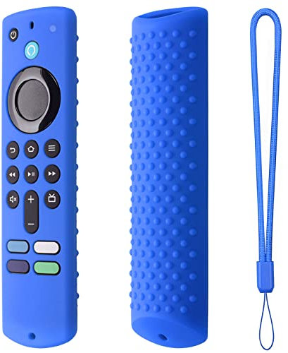 Stick Remote Cover, Silikon-Fernbedienungshülle für 2021 TV Stick 4K Max/Alexa Voice Remote 3rd Gen, Anti-Rutsch-Silikon-Schutzhülle mit Lanyard (Blue)