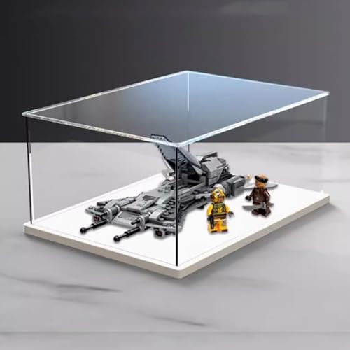 Acrylic Display Clear Collector's Box, Compatible with Lego 75346 Fighter Aircraft Building Block Model Dust Storage Box Display Box (Box Only) (White Base)