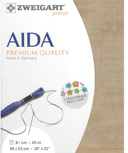 AIDA precut 20 ct. Extra Fein-Aida 3326 Farbe 3009 vintage, Handarbeitsstoff für Kreuzstich 48x53cm