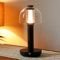 JHY DESIGN Nachttischlampe 30cm hoch 3-Farben Licht dimmbar mit Glasschirm Touch Control Tischlampe für Schlafzimmer Wohnzimmer drinnen draußen（Schwarz,Typ-C Aufladung）