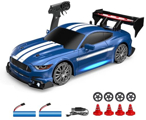 Kodbiby 1:24 Voiture télécommandée, 2,4 GHz RC Drift Car 30KM/H Haute vitesse Voiture de Course Télécommandée Traction 4WD RC Voiture avec Conception Multi-Lumière, Voiture de Drift Convient à Tous