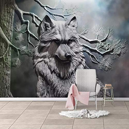 FYRHLH Papier Peint Panoramique 3D Animal Loup 3D Papier Peint Murales 3D pour Salon Chambre Restaurant Enfant Murale Moderne Décoration Mural 150cm×105cm(LxH)