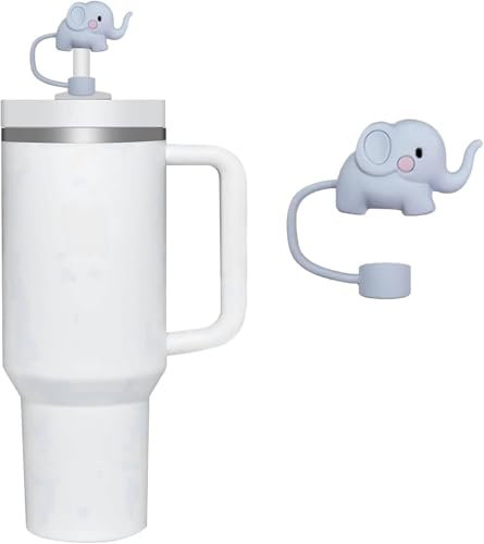 Elephant Straw Cover for Stanley 40&30 Oz Cup, 10mm Silicone Straw Covers Cap for Stanley Cup Accessories, Straw Cap Stopper for Reusable Straws Tip Lids, Cute Straw Topper for Tumblers