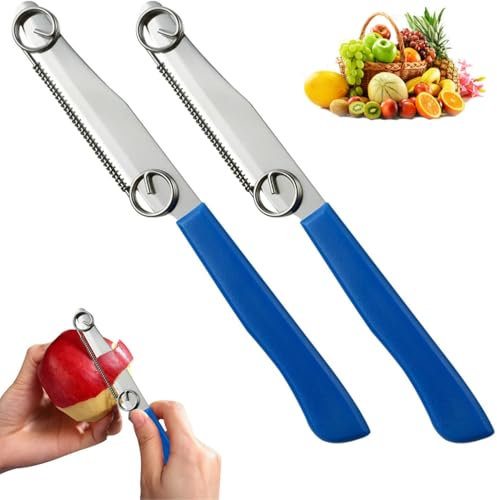 Yuiturt 2 Stück Zaubermesser, 3 in 1 Schnellschneidmesser, Schäler Gemüse, Multifunktions Obstmesser mit verstellbarer Feder Zaubermesser, Slicing Knife Schneller Obstschneider Schäler