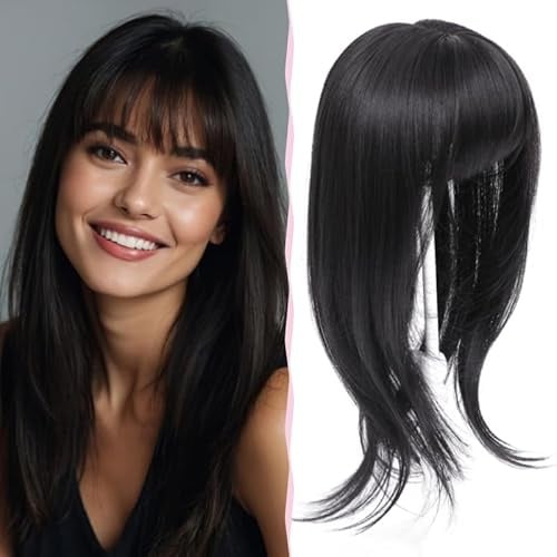 Nexyshe Haar-Topper 45,7 cm für dünnes Haar, 10,2 x 12,7 cm, weiche Basis, Haarverlängerung für natürliches schwarzes Haar