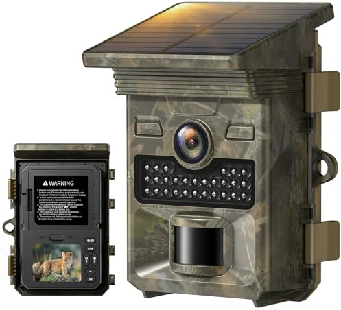 VOOPEAK Solar Powered Wildlife Camera 4K 48MP, Rechargeable Trail Camera with Night Vision Motion Activated, Garden Camera Fast 0.1s Trigger IP66 Waterproof for Wildlife Monitoring