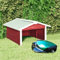 Xichuzi Roboter-Rasenmäher Garage, Mähroboter Garage, Rasenroboter Garage, Carport Bausatz, Rasenmäher Garage, 72x87x50 cm Rot Weiß Tannenholz