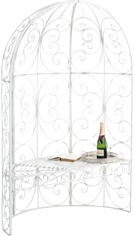 TPFGarden Mezzo gazebo Rosalia con panchina, bianco anticato