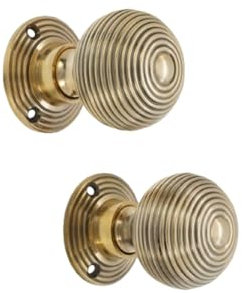 Infinity Decor Coppia di pomelli vintage in ottone invecchiato a forma di alveare, set da 50 mm, maniglie per porte interne ed esterne