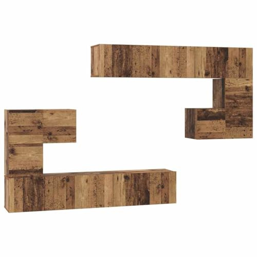 vidaXL TV Cabinet Set 8 pcs Old wood Medium 30.5 x 30 x 30 cm, Stylish Tv Stand, Modular Shelving, Rectangular Storage Unit, Indoor Organization, Space-Saving Entertainment Center