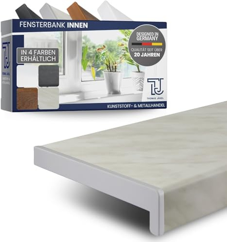 TJ Fensterbank Innen I 20 x 100 cm I Marmoroptik I hochwertige PVC Fensterbank mit Seitenabschluss I Fensterbrett kratzfest & feuchtigkeitsundurchlässig I pflegeleichter & langlebiger Fenstersims