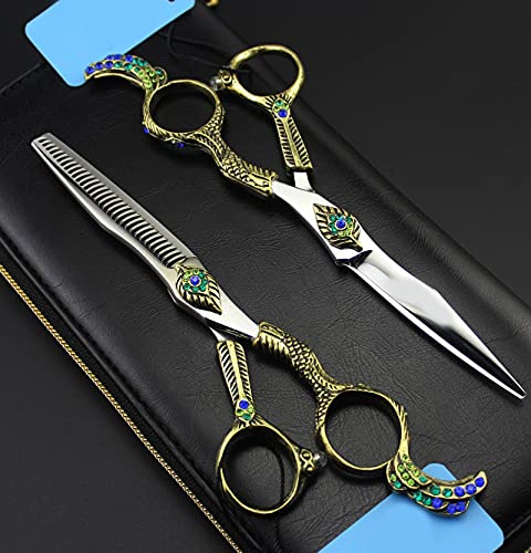 YZCIS Retro-Haarschneideschere, Effilierschere, Friseurscheren-Set, Friseurscheren-Werkzeug (Farbe: Schneiden) (Ausdünnung B) (Set mit Tasche B)
