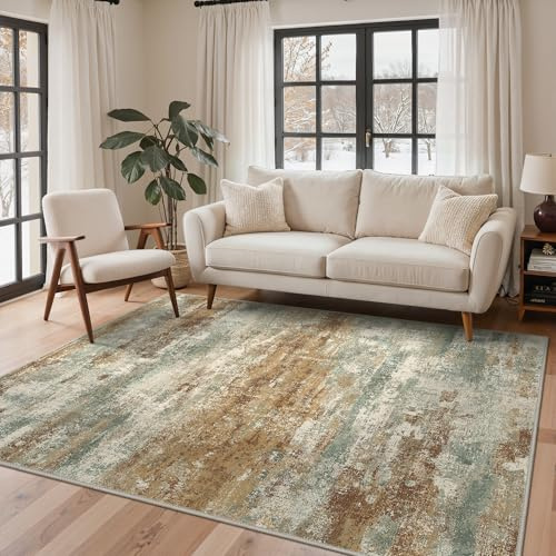 BEIMO Moderner Waschbarer Teppich Wohnzimmer 160x230 cm | Abstrakt Design, Großer Weicher Kurzflor Carpet, Rutschfest, Für Küche und Bettvorleger Schlafzimmer, Pflegeleicht