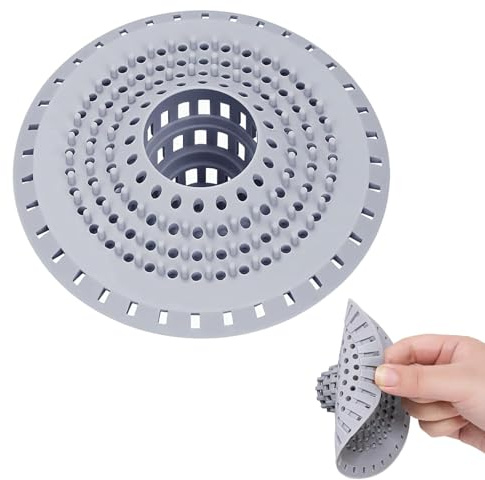 JOOTUEPO 1 Pack Silicone Shower Drain Hair Catcher, Silicone Sink Strainer Protector Shower Drain Cover Hair Stopper Trap Sink Filter for Bathroom Bathtub Kitchen