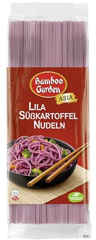 Bamboo Garden - Lila Süßkartoffel Nudeln | Schmale Nudeln mit einem sanft-nussigen Geschmack | Ideal für Bowls und Salate | Schnell zubereitet | 250 g im Beutel