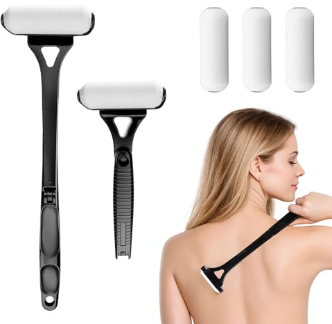 Eincremehilfe für Rücken mit Langer Griffstange, Faltbare Rücken Eincremehilfe 46,5 cm mit 4 Schwammköpfen, Lotion Applikator für Sonnencreme, Selbstbräuner, Duschgel