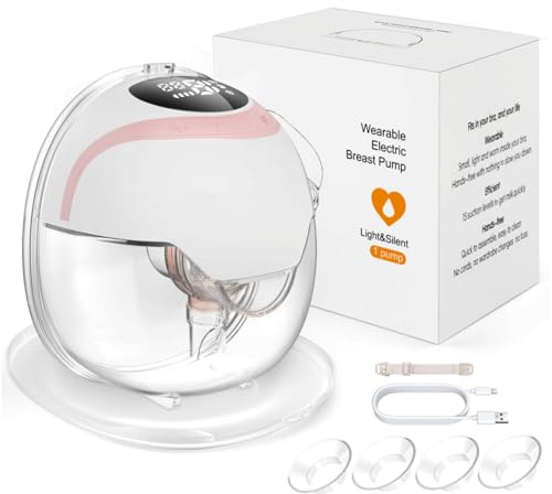 Milchpumpe Elektrisch, Elektrisch Milchpumpe Handsfree mit 3 Modi & 15 Stufen, Elektrische Tragbare mit LED Display, Schmerzfreie, Komfortabler, 4 Flansche in den Abmessungen 18/20/22/24mm - 1 Stück