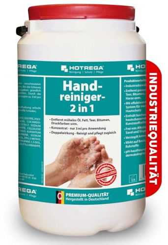 HOTREGA Handreiniger 2in1 3L | Profi Handwaschpaste mit Rückfettung | Porentiefe Reinigung von Öl & Fett | Mit natürlichem Maismehl | Ohne Mikroplastik | Ideal für Werkstatt & Hobby