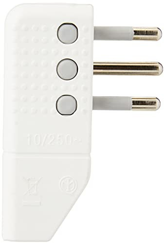 bticino S2467TAE adaptador de enchufe eléctrico Blanco - Adaptador para enchufe (250 V, 10 A, Blanco, Macho, CEI 23-50)