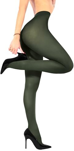 sofsy Collant Femme en Microfibre Opaque – Collant Femme Indéchirable de 40 deniers Military Green Vert militaire - Large