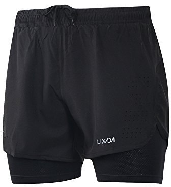 Lixada Pantaloncini da Running da Uomo, Pantaloncini da Corsa 2 in 1, Asciugatura Rapida, Allenamento Attivo Traspirante, Pantaloncini da Ciclismo da Jogging da Corsa con Fodera più Lunga