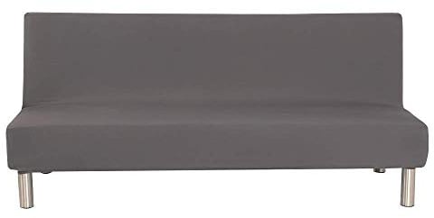 Aisaving Einfarbig Armlose Sofabettüberzug Polyester Spandex Stretch Futon Schutzhülle Protector 3-Sitzer elastisch vollklappbar Couch Sofa Shield für Klappcouch ohne Armlehnen (Grau)
