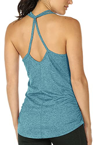 icyzone Damen Sport Top Fitness Gym Ärmelloses Shirt Atmungsaktive Running Yoga Tank Top (M, Baltic)