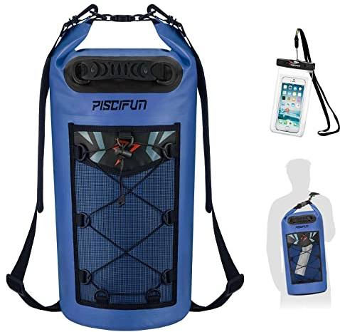 Piscifun Wasserdicht Dry Bag Rucksack Schwimm Dry Rucksack für Wassersport - Angeln Bootfahren Kajak Surfen Rafting Camping Geschenke für Männer und Frauen Sapphire Blue 30L