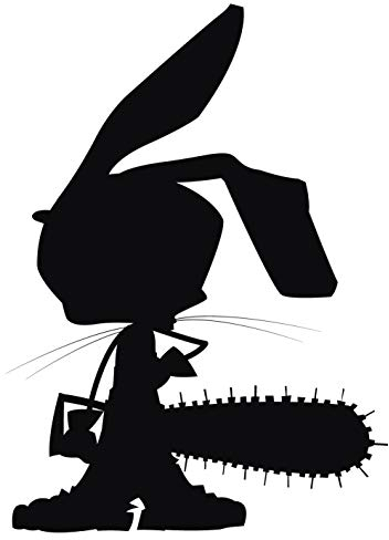 kleb-Drauf® | Häschen mit Kettensäge | Schwarz - matt | Wandtattoo Wandaufkleber Wandsticker Aufkleber Sticker | Wohnzimmer Schlafzimmer Kinderzimmer Küche Bad | Deko Wände Glas Fenster Tür Fliese