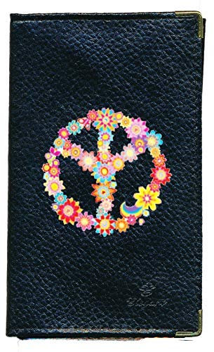 Syl'la Protection Porte Carte Grise papiers Voiture permis Noir en Cuir pour Femme (Peace)