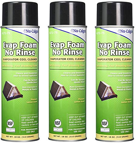 Nu-Calgon 4171-75 Evap Foam No Rinse Evaporator Coil Cleaner, 18 oz. (3-Pack)