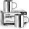 com-four® 2x tasse thermique en acier inoxydable - 400 ml par tasse - tasse isolante à double paroi - tasse à café incassable - tasse à boire thermique - tasse de camping - tasse - sans BPA (400ml)
