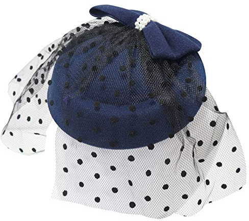 Ro Rox Grace Perlen Vintage Retro 40er 50er Jahre Fascinator Hochzeit Party Hut - Marineblau