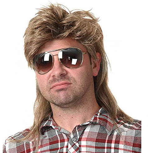 Kaneles Mullet Wigs for Men 80s Costumes Fancy Party Accessory Cosplay Wig (Light Brown)