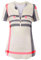 Amrto Damen V-Ausschnitt Shirt Kurzarm T-Shirt Casual Bluse mit Reißverschluss Tunika Tops, Khaki Plaid XXL